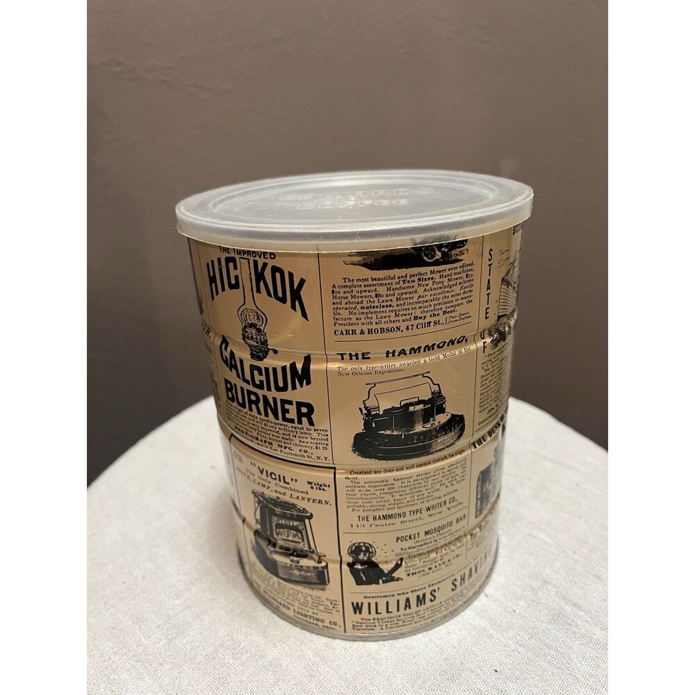 Vintage Folger's Coffee Nostalgia Canister Tin Can Newspaper Advertising